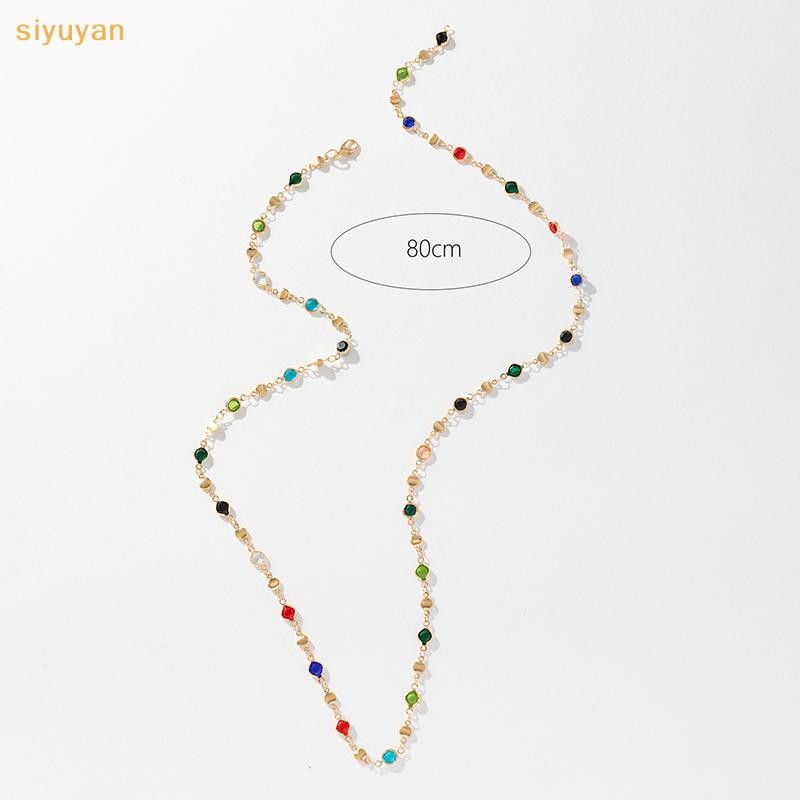 Siyuyan Phong Cách Mỹ Thời Trang Nhiều Màu Sắc Pha Lê Vòng Cổ Dài Nữ Gợi Cảm Y Dây Xích Phụ Kiện VN