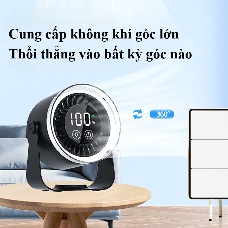 Máy tính để bàn 2 trong 1 Silent Turbofan, Điều chỉnh 100 cấp qua LED, Đèn RGB, Xoay 360° tiện lợi