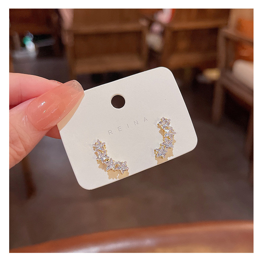 Thời Trang Ngôi Sao Dài Tua Rua Zircon Bông Tai Một Phong Cách Hai Cách Nữ Bông Tai