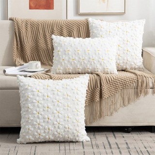 Vỏ gối ném ROLY, Vỏ gối lông tơ siêu mềm màu trơn, 18x18 trong nơ thỏ và gối hoa cúc Trang trí phòng khách