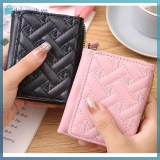 Deyangk Ví Nữ Gấp Túi Đựng Thẻ Nhiều Vật Thể Bỏ Túi Thời Trang Ngắn Thêu Họa Tiết Tình Yêu Hàn Quốc Tối Giản VN