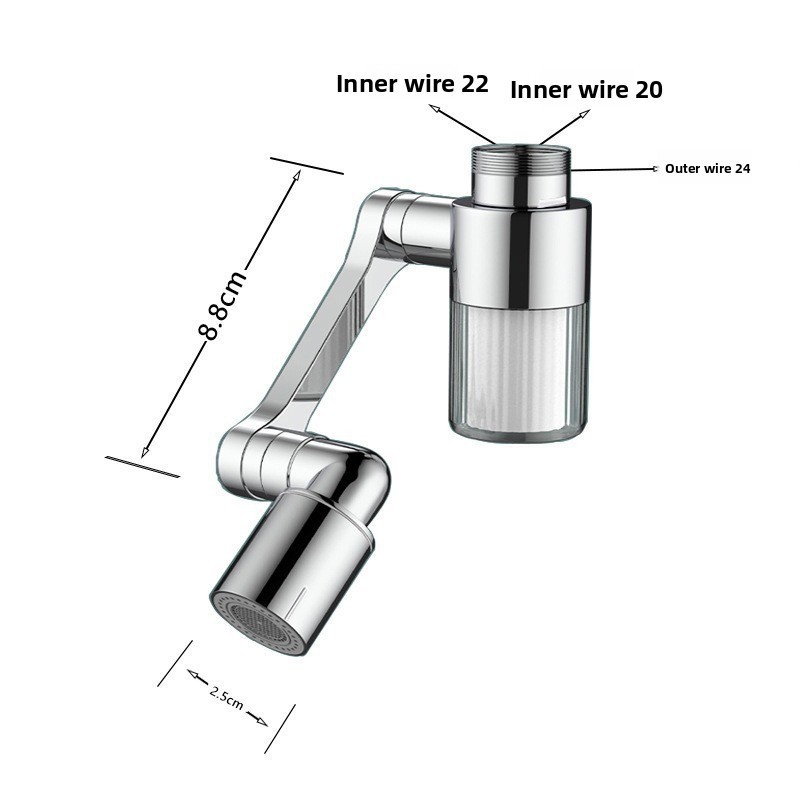 Bộ mở rộng vòi inox 1080 °Vòi phun nước xoay Vòi phun Máy trộn phòng tắm đa năng Máy sục khí 2 chế độ phun