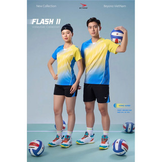 Bộ quần áo bóng chuyền nam nữ Beyono Flash 2 hoạ tiết loang màu siêu đẹp, tay phối độc đáo, chất vải mềm mịn thoáng mát