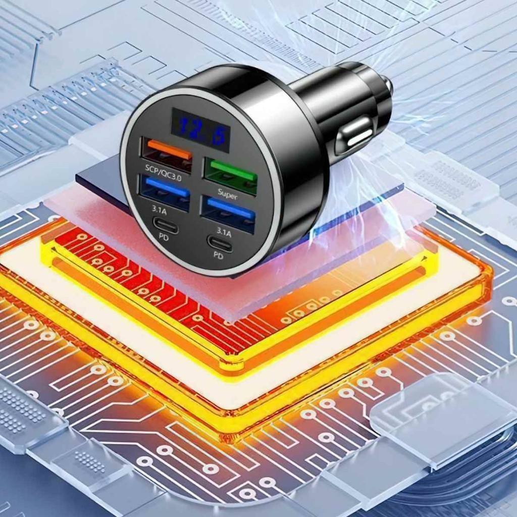 Tẩu Sạc Nhanh PD QC3.0 USB C9 Cổng 120W Có Đèn LED Cho Xe Hơi - FE123