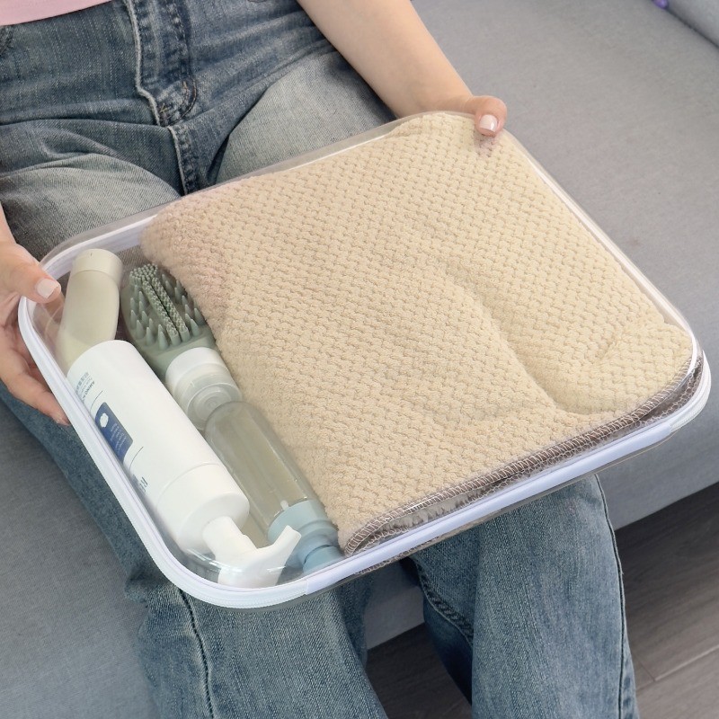 Hộp lưu trữ PVC trong suốt có khóa kéo | Bộ sắp xếp 3 kích cỡ cho văn phòng tại nhà, Hộp nhựa trong suốt cho CD Sách Mỹ phẩm