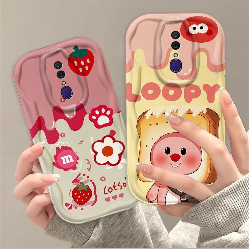 Vỏ Silicon Hoạt Hình Cho OPPO F11 3D Cầm Tay Mềm TPU Dễ Thương Kem Dâu Tây Loopy Thẩm Mỹ Chống Sốc Ốp Điện Thoại