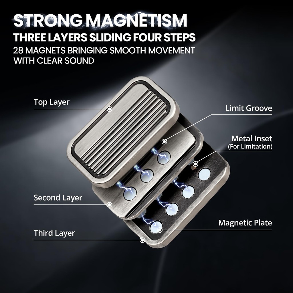 Ba Đẩy Thanh Trượt Từ Tính Fidget Thanh Trượt, Máy Ảnh Hình ADHD Đẩy Thanh Trượt Đồ Chơi Kim Loại Bấm Bấm Click Lo Âu Giảm Căng Thẳng Fidget Đồ Chơi