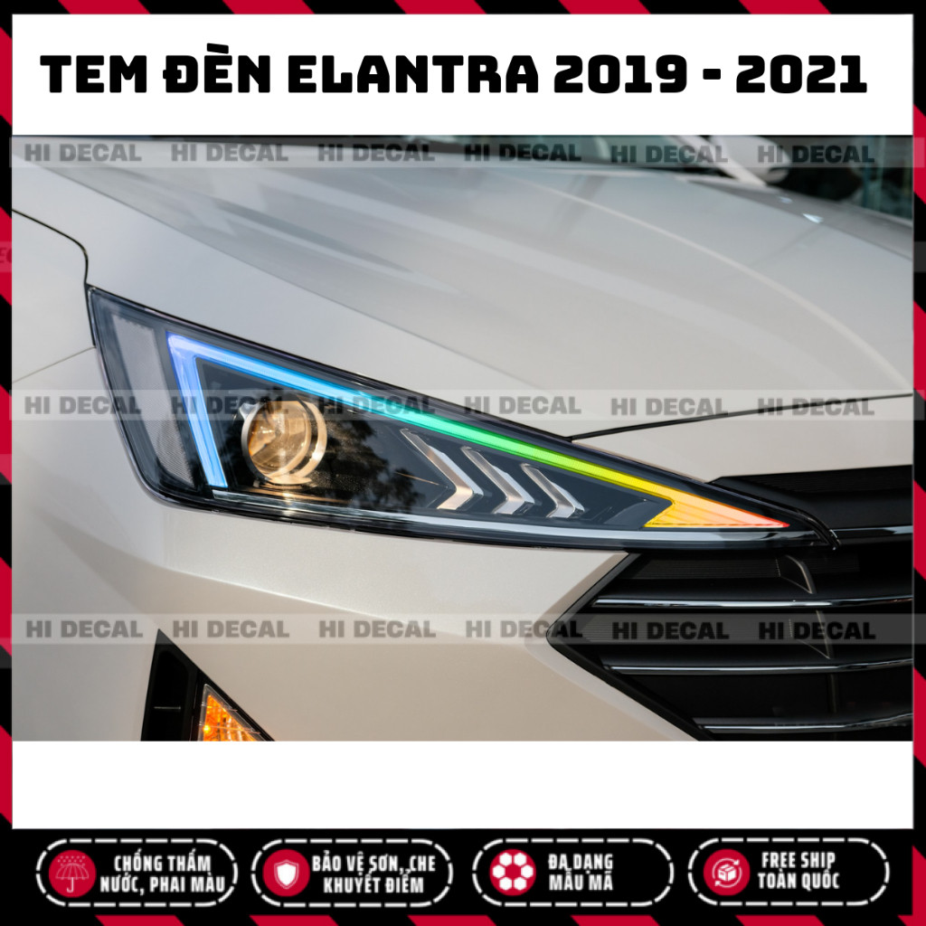 Tem dán đèn Elantra 2019 - 2021, Tem trang trí xe chống nước, bền màu, chịu nhiệt tốt
