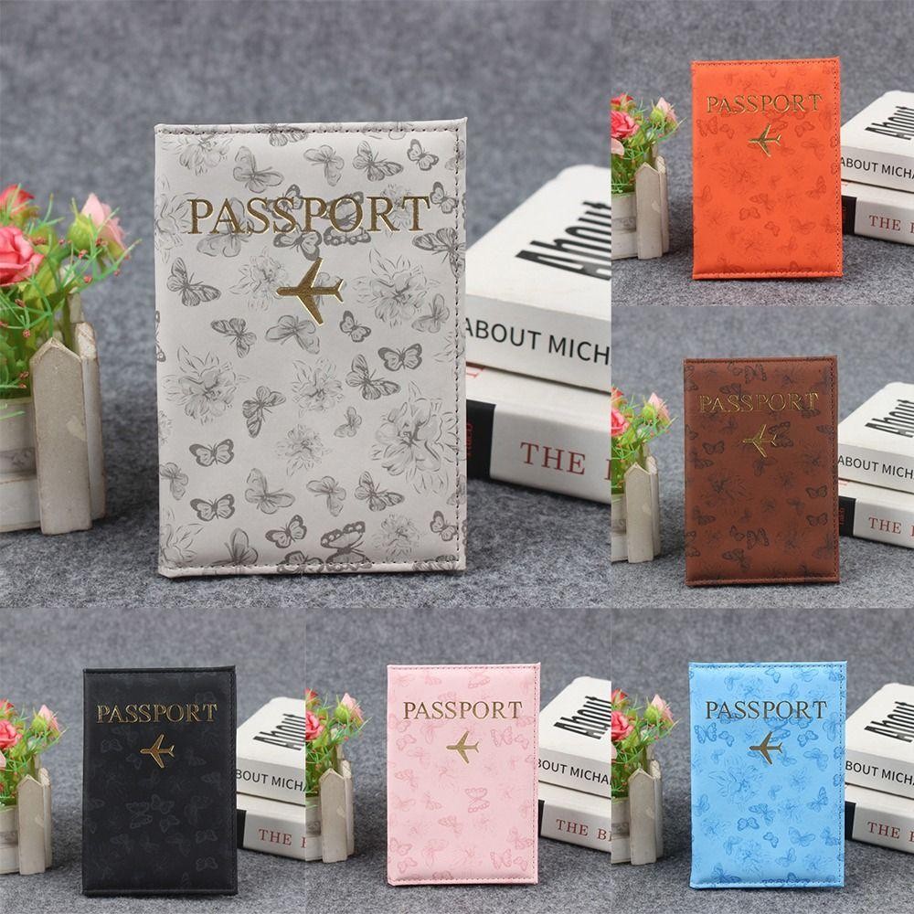 Hộp đựng hộ chiếu HOBBYIN, Vỏ hộ chiếu bằng da PU chống thấm nước, Thẻ tín dụng đa chức năng in hình con bướm dành cho nữ / nam giới