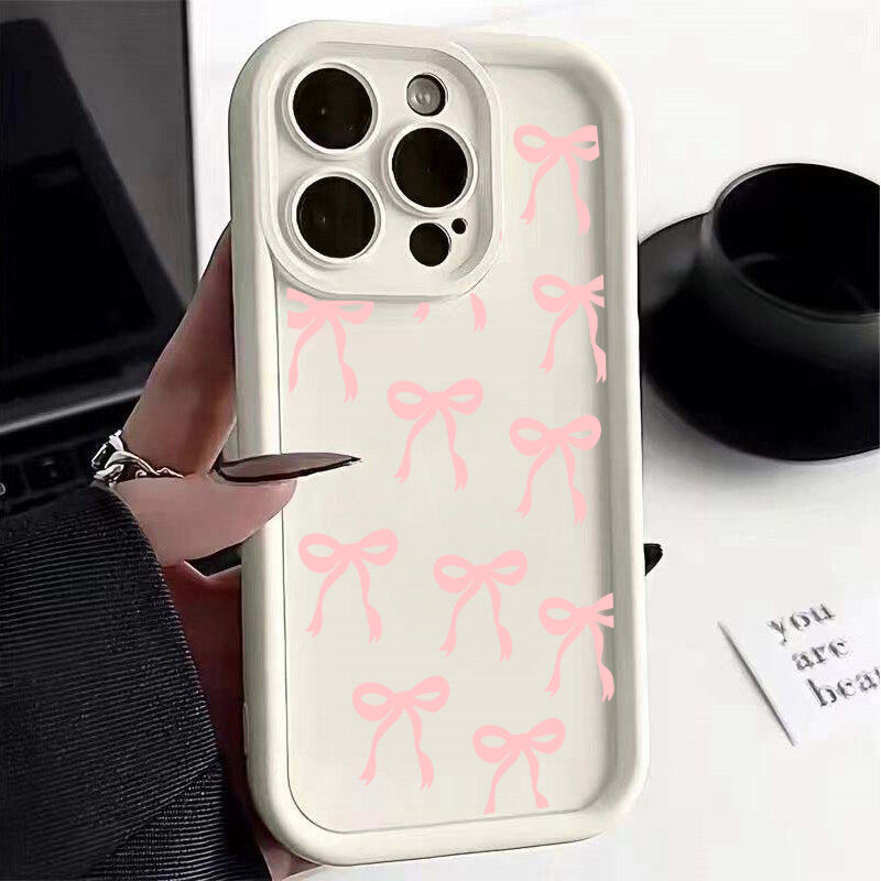 Ốp Cho Google Pixel 9 8 7 Pro 5G Pixel 7A 8A 9 Pro XL Vỏ Điện Thoại Di Động Màu Hồng Nơ Mềm Mại Dễ Thương Chống Sốc Họa Tiết Hoạt Hình Bảo Vệ Camera TPU Silicone Matte