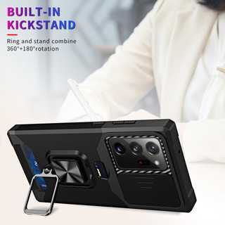 Dành Cho Samsung Note 20 Ultra Ốp Lưng Có Trượt Camera Bao Đựng Thẻ Nhẫn Chân Đế Chịu Lực Bảo Vệ Mỏng Bao Da