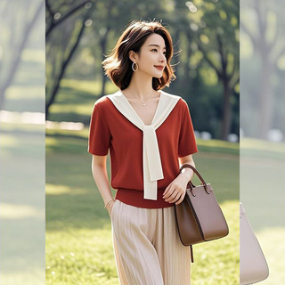 Dệt Kim Mùa Hè Nữ Phong Cách Mới Đi Làm Áo Thun Thời Trang Sang Trọng Top 2025 Ren Ánh Sáng Trưởng Thành