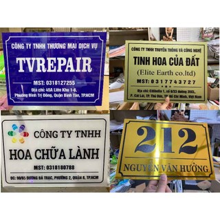 Biển số nhà, in UV trên mica bảng phòng ban, bảng công ty, biển cty, hộ KD , Alu gương thiết kế yêu cầu (GIAO HỎA TỐC)
