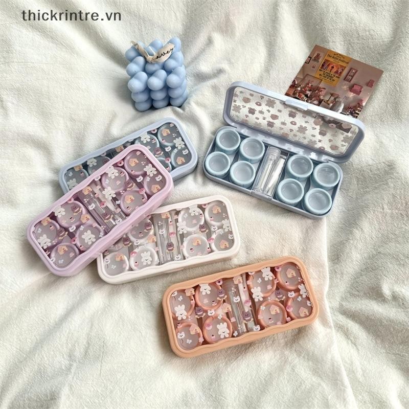 Thi dễ thương di động hoạt hình chó gấu mắt liên hệ có gương kính áp tròng, hộp đựng ống kính màu, phù hợp party và du lịch VN