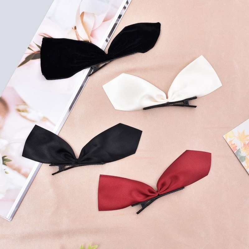 Kẹp tóc thời trang Y2K Hàn Quốc màu đen trắng đỏ với nơ vintage - Phù hợp cho tiệc tùng vàstyle INS