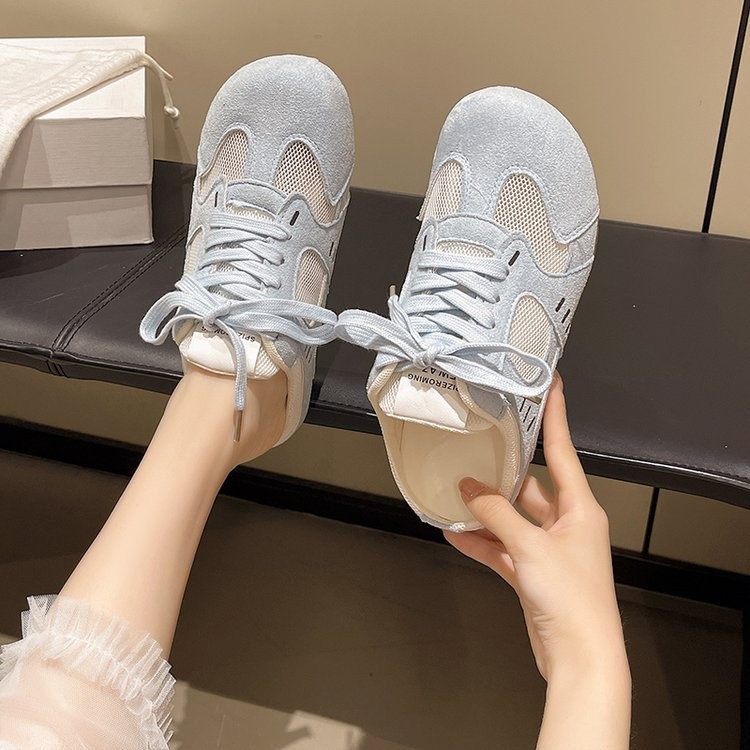 🔥Còn hàng🔥Giày lười nữ Dép nửa ngón chân đế dày lưới Đáy mềm và thoáng khí