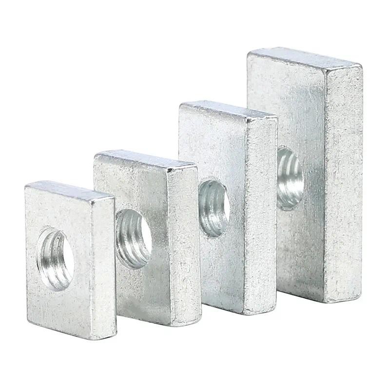 2 ~ 50 chiếc Đai ốc vuông M3 M4 M5 M6 M8 Thép Carbon mạ kẽm mỏng hình chữ nhật Nuts Khối trượt cho phụ kiện hồ sơ nhôm