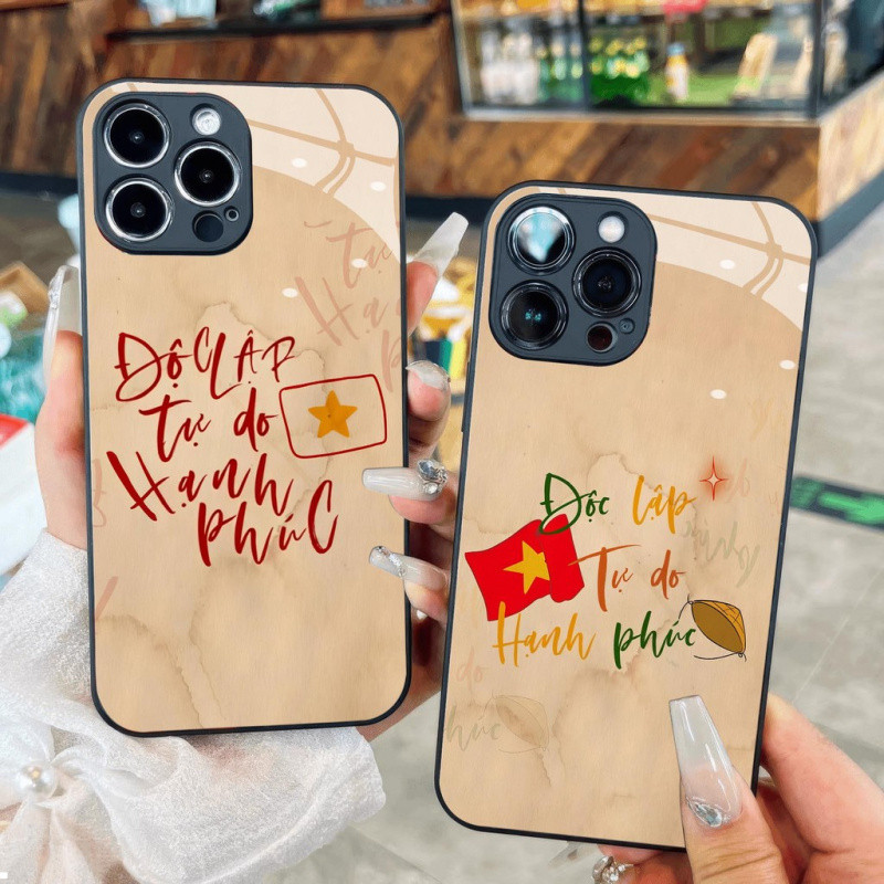 Ốp Kính Hạnh Phúc Tự Do Độc Lập Việt Nam 30 4 2 9 Cờ Đỏ Ngôi Sao Vàng Cho iPhone 16 17,15 14 13 12 11 8 7 6 6s 6p 7p 8p 6g
