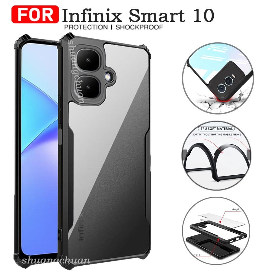 3IN1 Dành Cho Infinix Smart 10 Tấm Bảo Vệ Màn Hình, Vỏ Điện Thoại Smart 10 smart10 Vỏ Bảo Vệ Chống Rơi, Phim Kính Cường Lực Độ Nét Cao Toàn Màn Hình, Phim Ống Kính