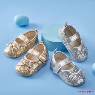 Mg-baby Bé Gái Giày Công Chúa Mềm Đính Kim Sa Lấp Lánh Đáy Chống Trơn Trượt Đầu Tiên Giày Tập Đi