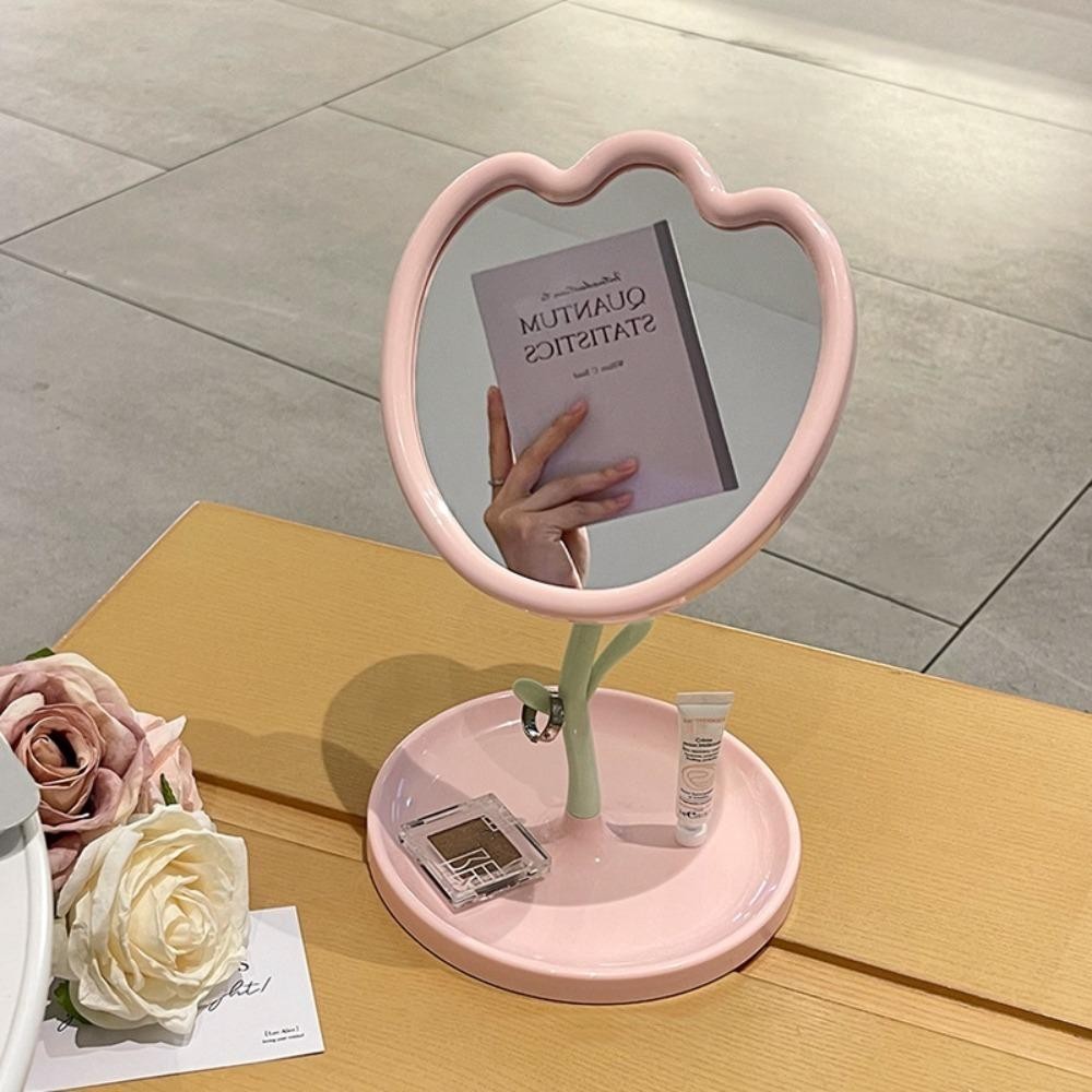 Gương trang điểm hình hoa Tulip LACYES, Gương trang điểm để bàn cổ điển dễ thương, Gương bàn một mặt có độ phân giải cao đa chức năng Phòng ngủ