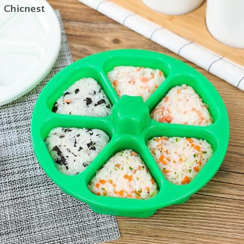 [Chc] Khuôn Sushi 6 Lỗ Onigiri Rice Food Press Khuôn Làm Sushi Hình Tam Giác [VN]