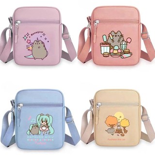 Túi đeo vai in hình mèo Pusheen, túi chéo vuông thời trang, du lịch đa năng