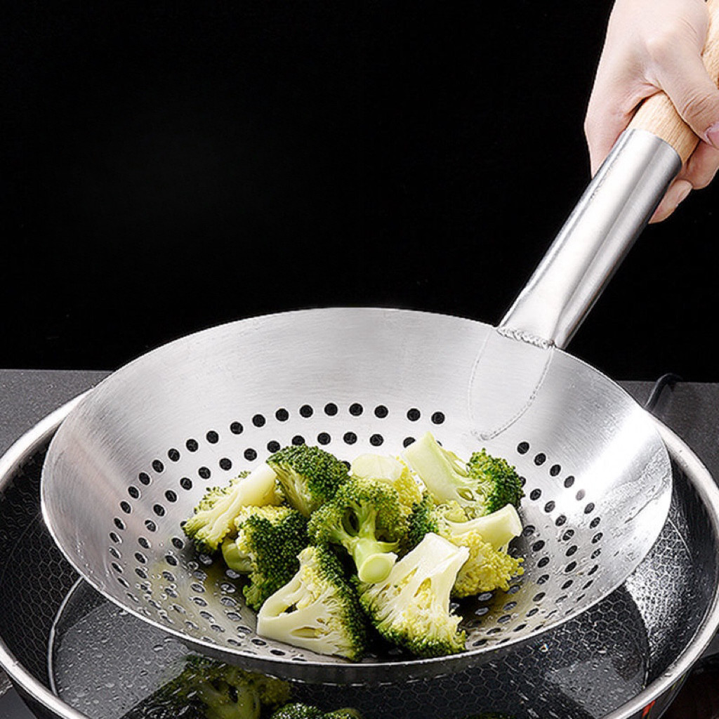 Chảo lọc Chảo vợt đồ chiên Inox Cao cấp Chubby Chef chuyên dụng rây bột lọc thức ăn đồ chiên xác trà, bã trái cây