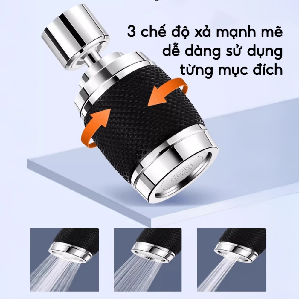 Đầu Vòi Lọc Nước Tăng Áp Xoay 720 Độ 3 Chế Độ Phun Tiện Lợi Cho Bồn Rửa DINOHOME