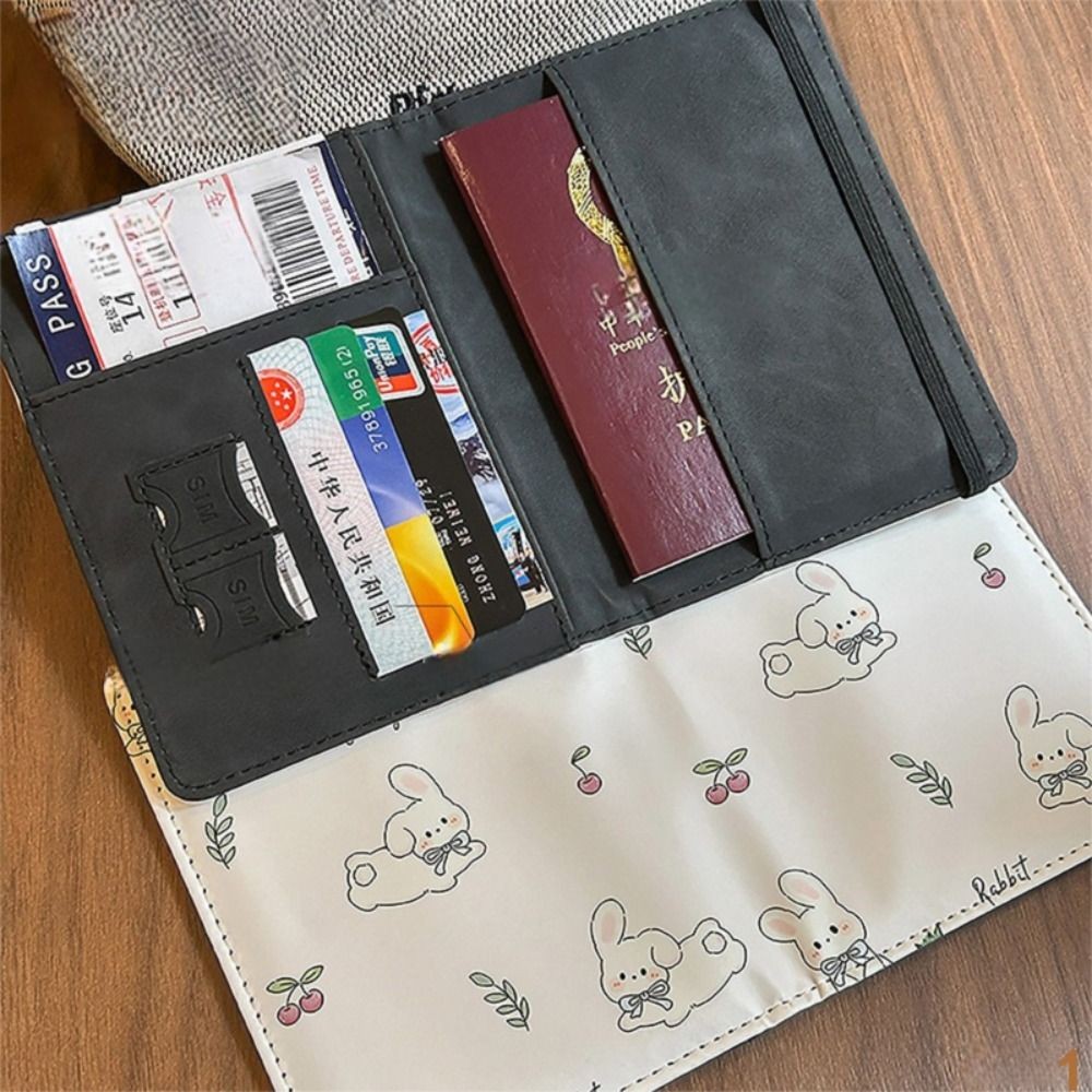 Hộp đựng hộ chiếu HOBBYIN, Túi đựng hộ chiếu hoạt hình siêu mỏng, Da PU đa chức năng dễ thương Ví đựng thẻ tín dụng di động Phụ kiện du lịch