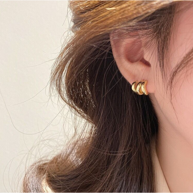 Bông tai nữ hình chữ C quấn thời trang Bông tai đơn giản cổ điển