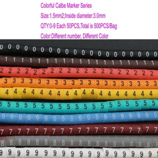 Nhận dạng dây ống số ZENIHCO, PVC 0-9 Số dây cách nhiệt, Đánh dấu nhiều màu 1,5 mét vuông Nhãn dây tủ điện