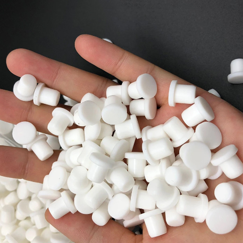 Chân Cao Su Silicon Nút Cao Su Lỗ Mũ Silicone Loại T Cắm Nút Chai Trắng / Đen Nhựa Tròn Kiểm Tra Nắp Ống