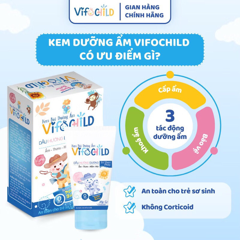 Kem bôi dưỡng ẩm VIFOCHILD 30g Ngăn ngừa viêm ngứa Giảm hăm cho bé Baby 1