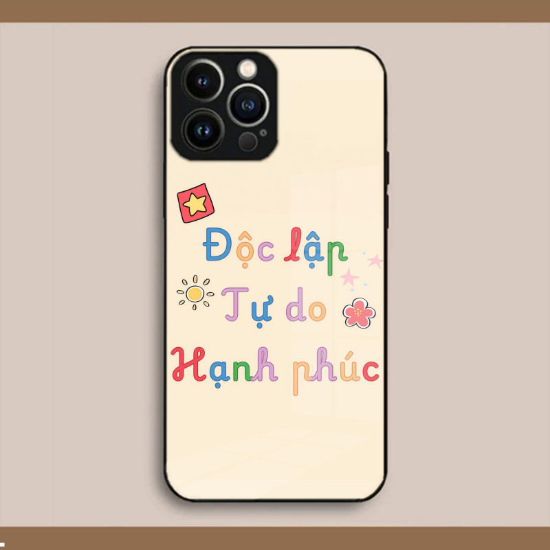 Ốp Kính Hạnh Phúc Tự Do Độc Lập Việt Nam 30 4 2 9 Cờ Đỏ Ngôi Sao Vàng Cho iPhone 16 17,15 14 13 12 11 8 7 6 6s 6p 7p 8p 6g