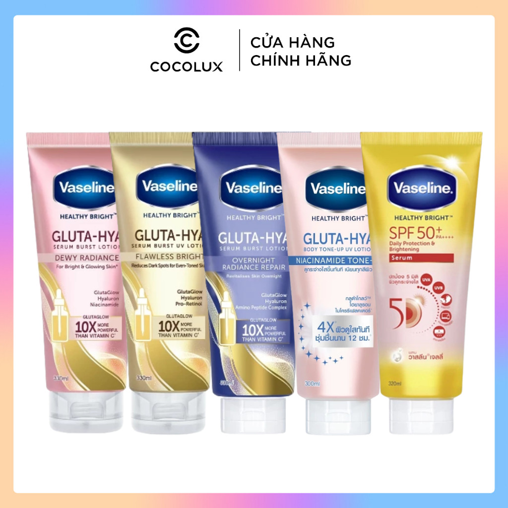 Sữa Dưỡng Thể Vaseline 10X Gluta-Hya Serum Burst Lotion Trắng Da Ban Đêm