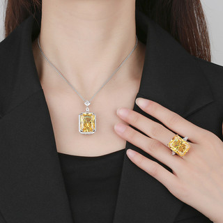 Châu Âu Mỹ ins Phong Cách Mới Kim Cương Vàng Bộ Mặt Dây Chuyền Nữ Đá Chính 15 * 20