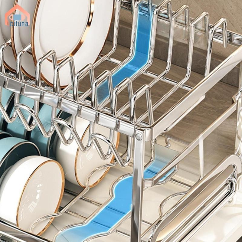 Giá phơi bát đĩa cho quầy bếp Giá để đồ ăn đa chức năng Tiết kiệm không gian chống gỉ Ổn định với tổ chức ván thoát nước
