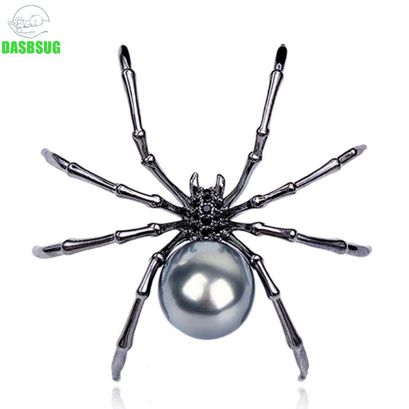 Dasbsug Victoria Mẹ Ngọc Trai Cơ Thể Micro Pave Nhện Thổ Cẩm Pin Màu Bạc Men Chân Trang Sức Trang Trí Cho Nữ M