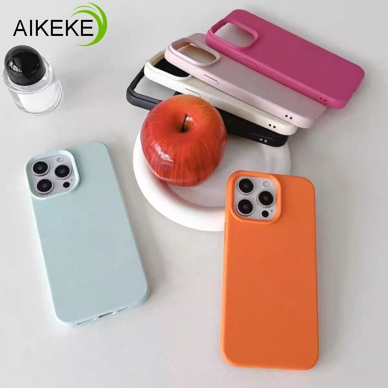 Ốp Điện Thoại Da Màu Trơn Ins Phong Cách Cho iPhone 16 Pro Max 15 14 Plus 13 12 Mini Pro Max Vỏ Bảo Vệ Chống Sốc Đơn Giản