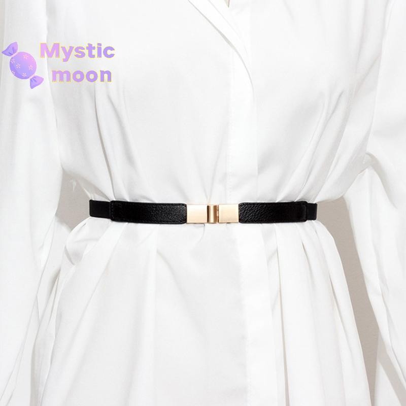[Mystic] Dây thắt lưng bằng da dành cho nữ Váy sơ mi có dây buộc Phụ kiện trang trí Thắt lưng Khóa vàng đàn hồi Thời trang Thắt lưng mỏng phù hợp [Mới]