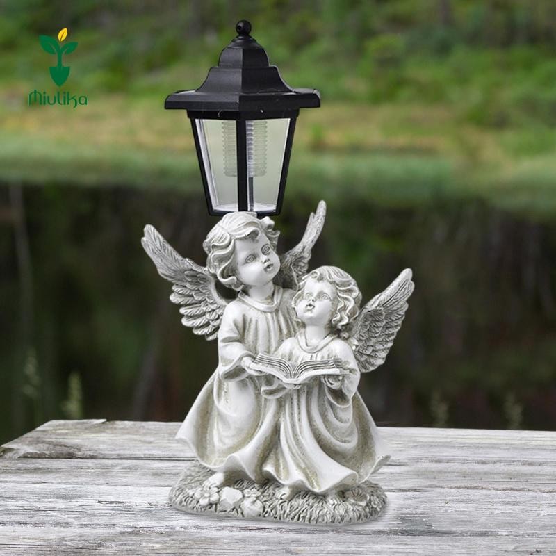 Miulika Đèn Năng Lượng Mặt Trời Vườn Tượng Trang Trí Bộ Sưu Tập Điêu Khắc Quà Tặng Sinh Nhật Thủ Công Nhựa Thiên Thần Trang Trí Cho Gia Đình Chậu Hoa Sân Bãi Cỏ
