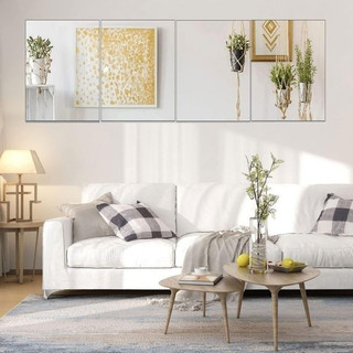 1 / 4 Bộ Nhãn Dán Tường Gương Acrylic Có Thể Tháo Rời - Gạch Gương Không Gọng DIY Trang Trí Nhà