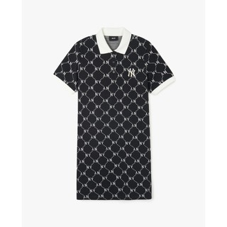 MLB - Đầm polo nữ cổ bẻ tay ngắn mini Diamond Monogram Jacquard Piqué_3FOPM0443-50BKS