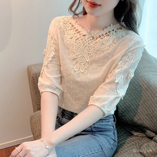 Mùa Hè 2025 Mới Áo Voan Cho Nữ Tay Ngắn Rỗng Ra Top Áo Sơ Mi Hợp Thời Trang