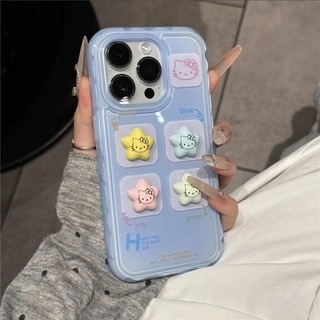 Phim Hoạt Hình Dễ Thương 3D Màu Kẹo Ngôi Sao Hello Kitty Mèo Ốp Lưng Điện Thoại iPhone 16 Pro Max 13 14 15 Promax 12 Chống Sốc Ngọt Nữ Tính Mềm Silicon Di Động
