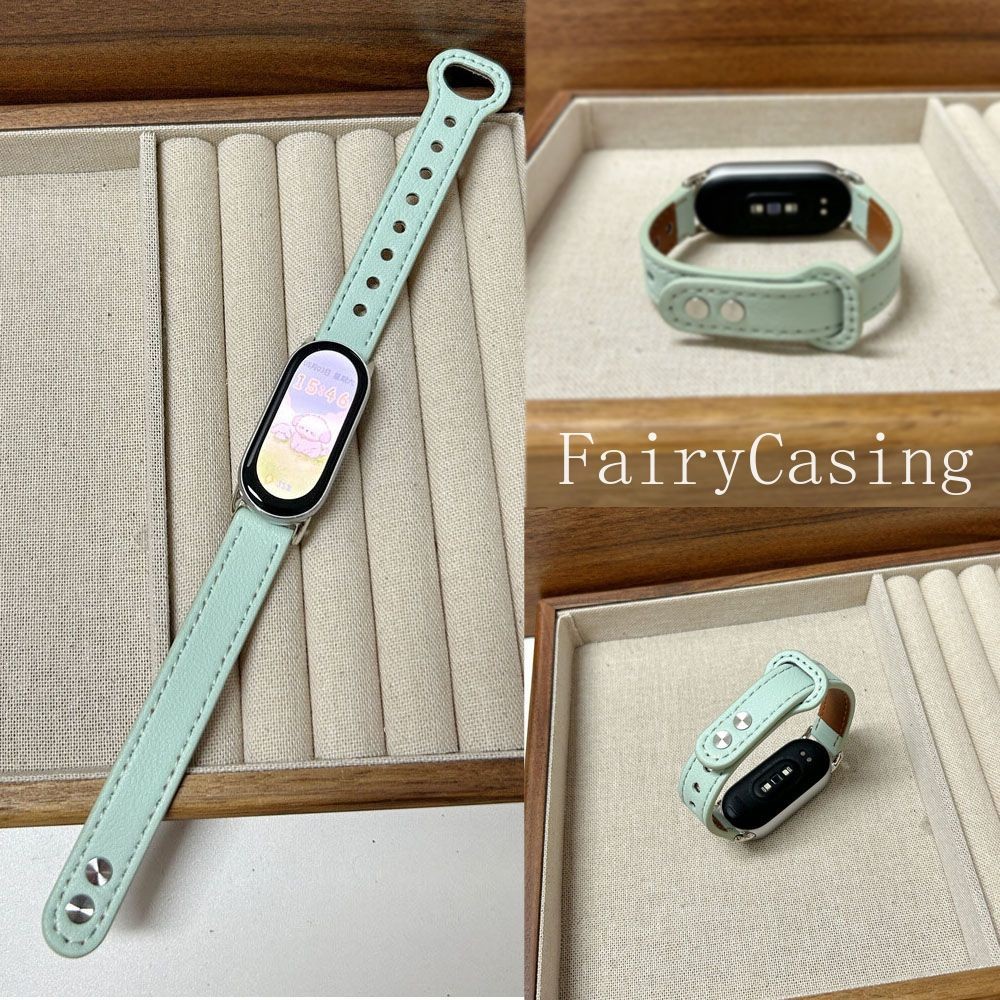Dây Da PU Thời Trang Cho Xiaomi MiBand 10 9 8 Nfc Slim Band Cho Miband 6 5 4 3 Thay Thế Dây Đeo Tay Phụ Kiện