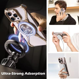 [JLK] Ốp Bảo Vệ Không Khung Nhôm Cho Iphone 16 15 14 13 Pro Max Magentic Sạc Không Dây 360° Ốp điện thoại có thể xoay được