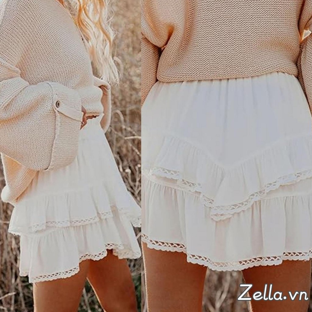 Váy ngắn mùa hè dành cho nữ xếp lớp thường ngày Váy Mini lưng cao chắc chắn có quần short