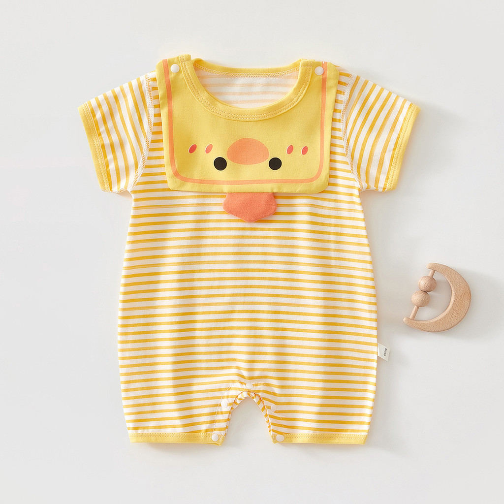 YT2 Áo liền quần cho bé mùa hè tay ngắn thoáng khí phong cách mỏng 3-6 tháng bò phù hợp với trang phục mùa hè TY2